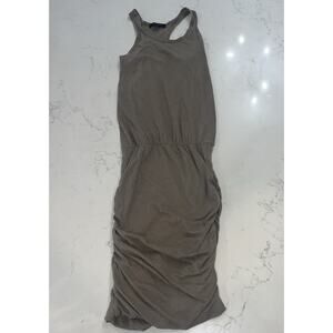 All Saints Brown Ruched Midi Dress - Small